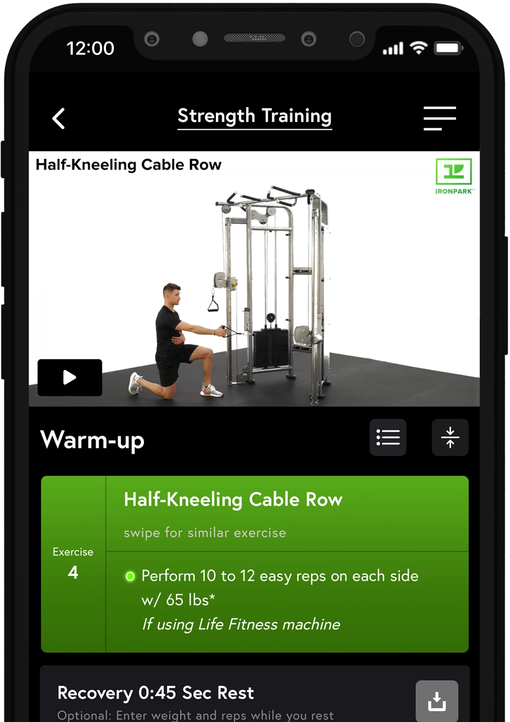 App screenshot - Record the weight you lifted